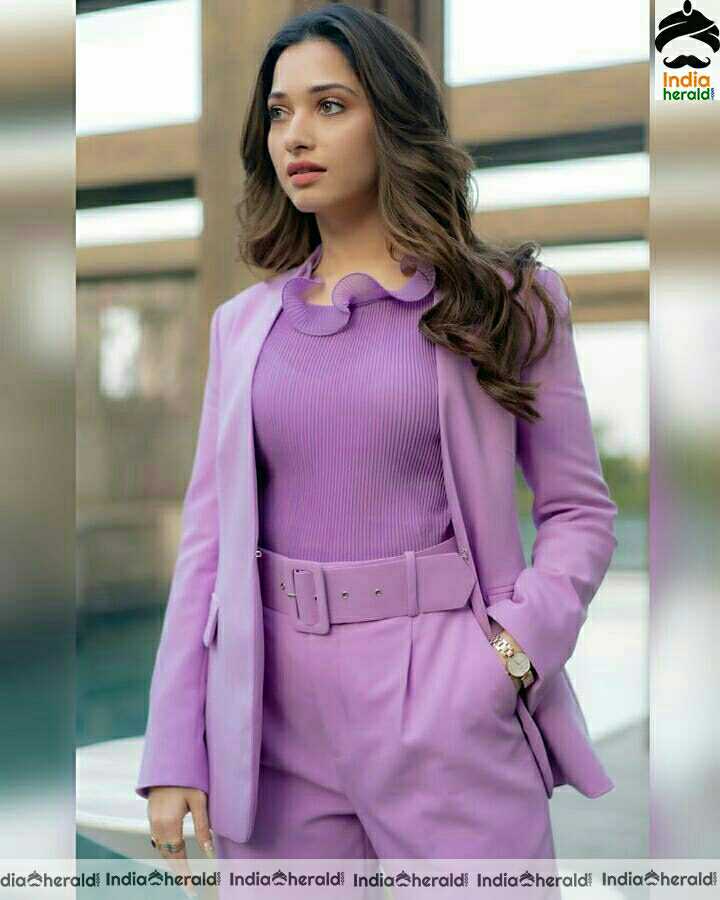 Tamanna Cute Lavander Colour Dress Photoshoot