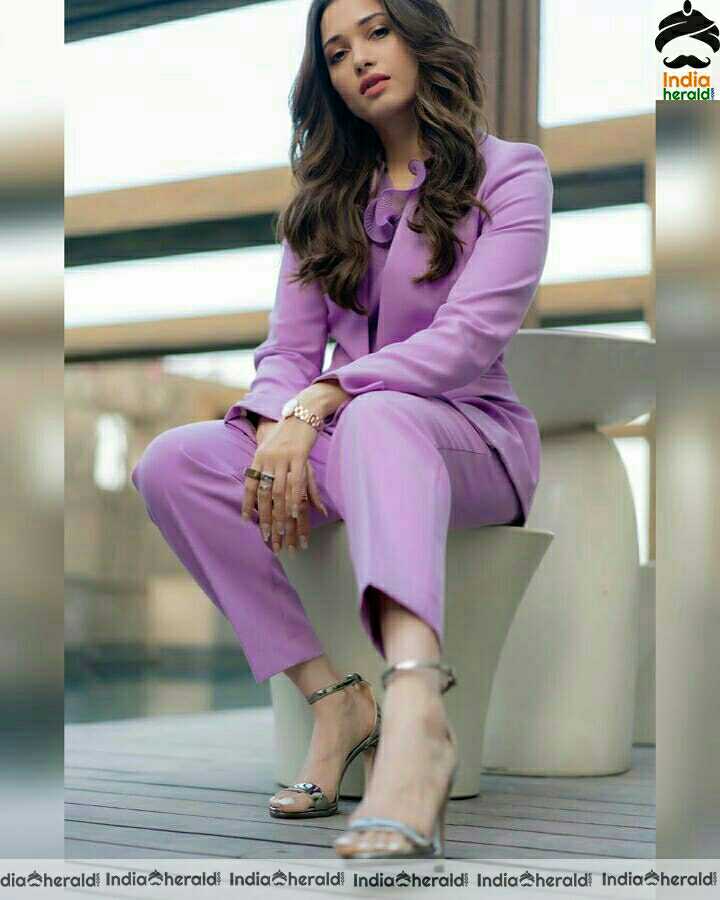 Tamanna Cute Lavander Colour Dress Photoshoot