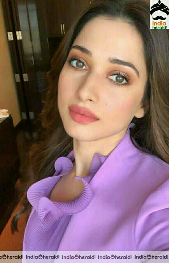 Tamanna Cute Lavander Colour Dress Photoshoot