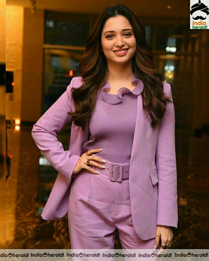 Tamanna Cute Lavander Colour Dress Photoshoot