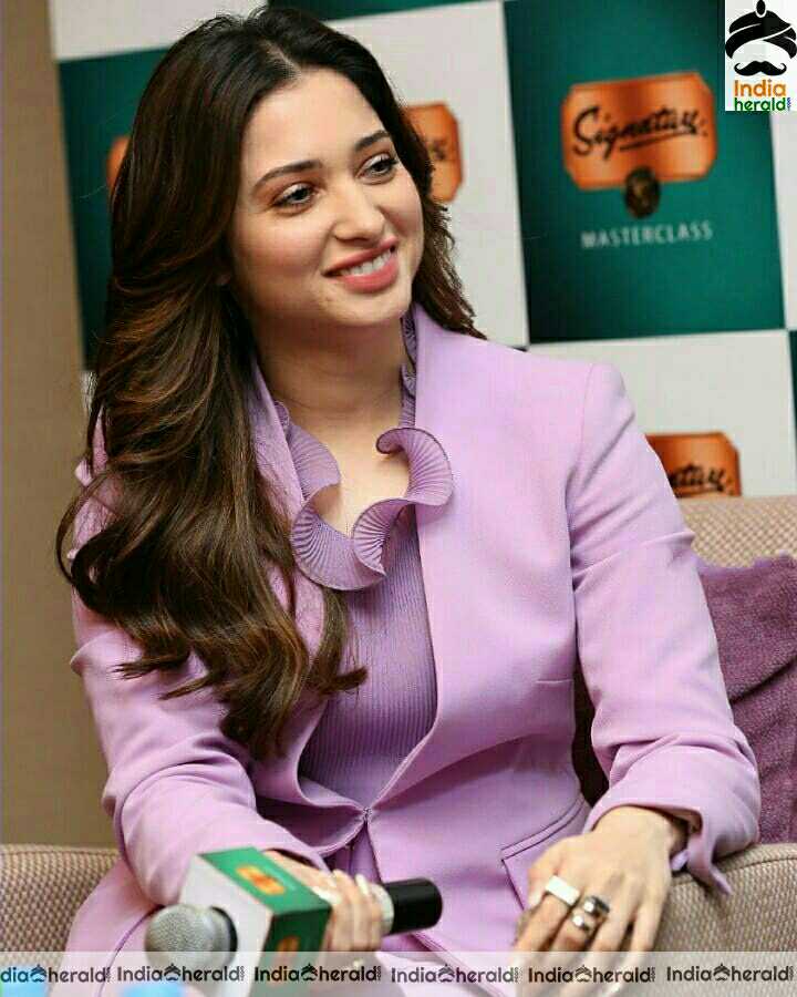 Tamanna Cute Lavander Colour Dress Photoshoot