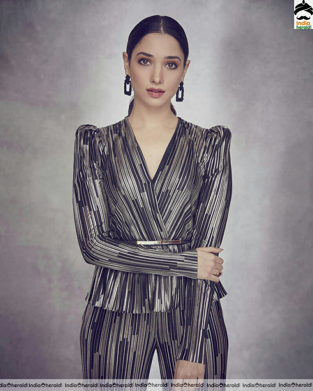 Tamanna Hot In Latest Ash And Black Glitter Dress Stills
