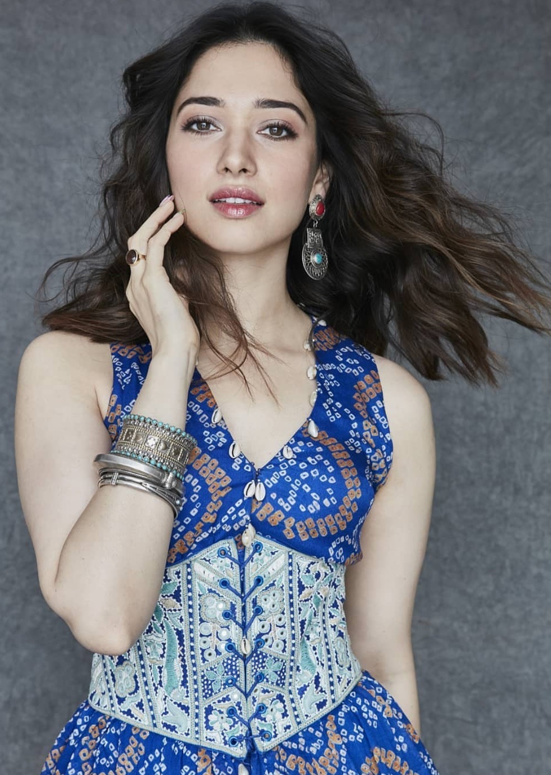 Tamanna Latest Sizzling Hot Photoshoot In Sleeveless Blue Frock