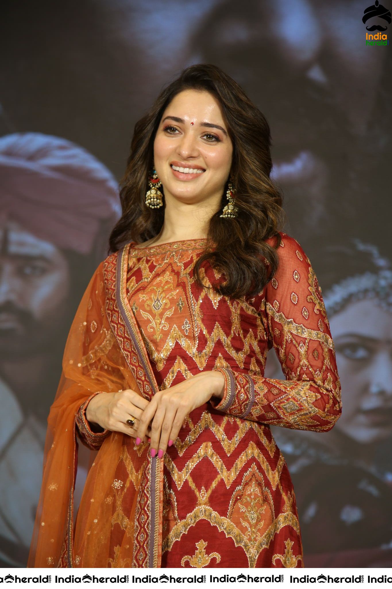 Tamanna Looking Elegant and Gorgeous at Sye Raa Thank Meet Set 3