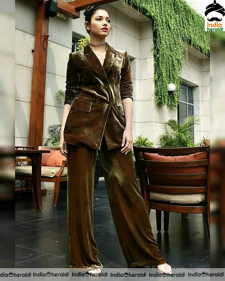 Tamannaah Cute Stills in velvet Dress Set 2