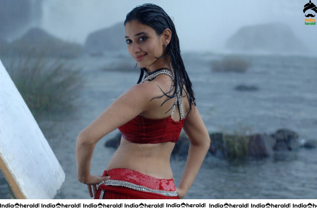 Tamannaah Hot Milky White Body Show by Getting Wet in the Rain Set 2