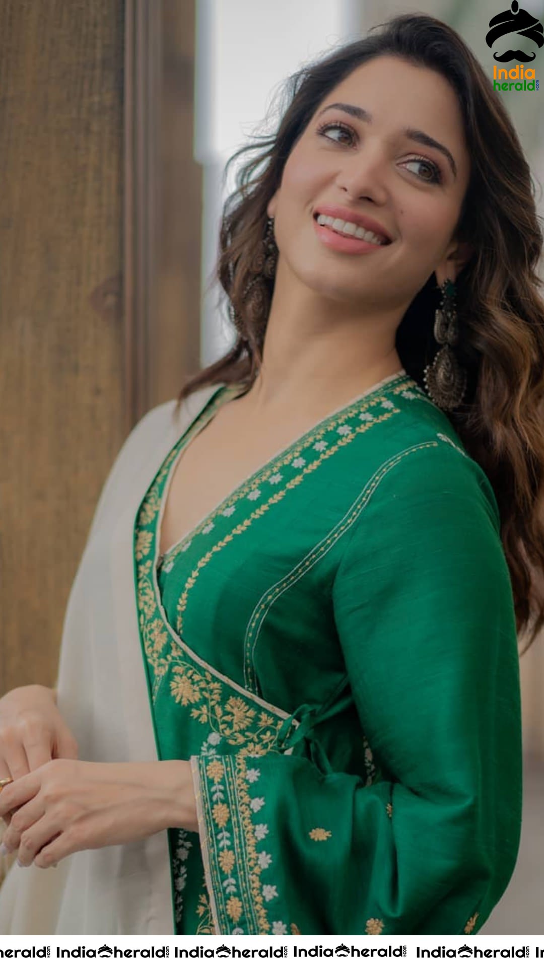 Tamannaah Looking Elegant in Dark Green Dress