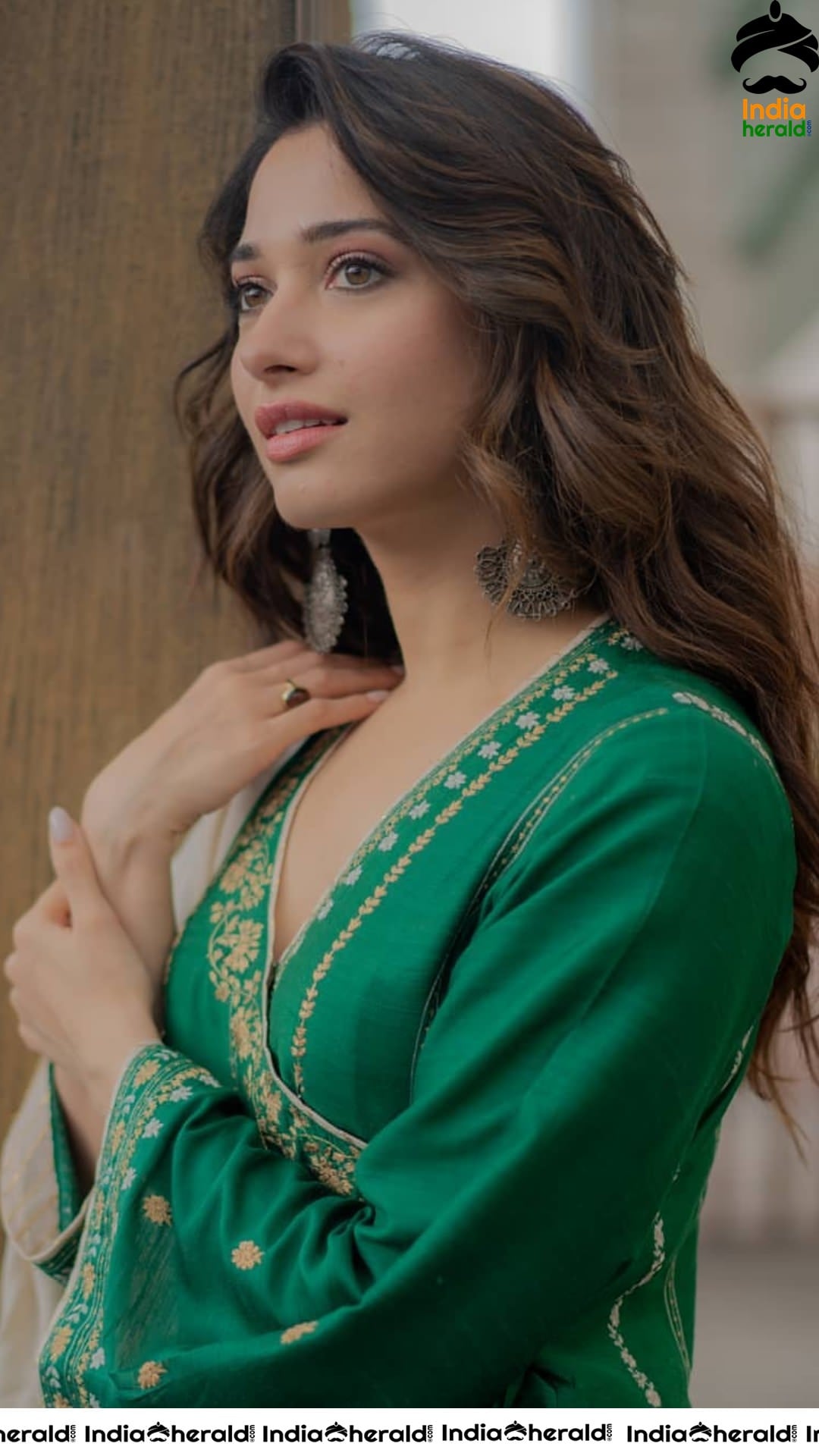 Tamannaah Looking Elegant in Dark Green Dress