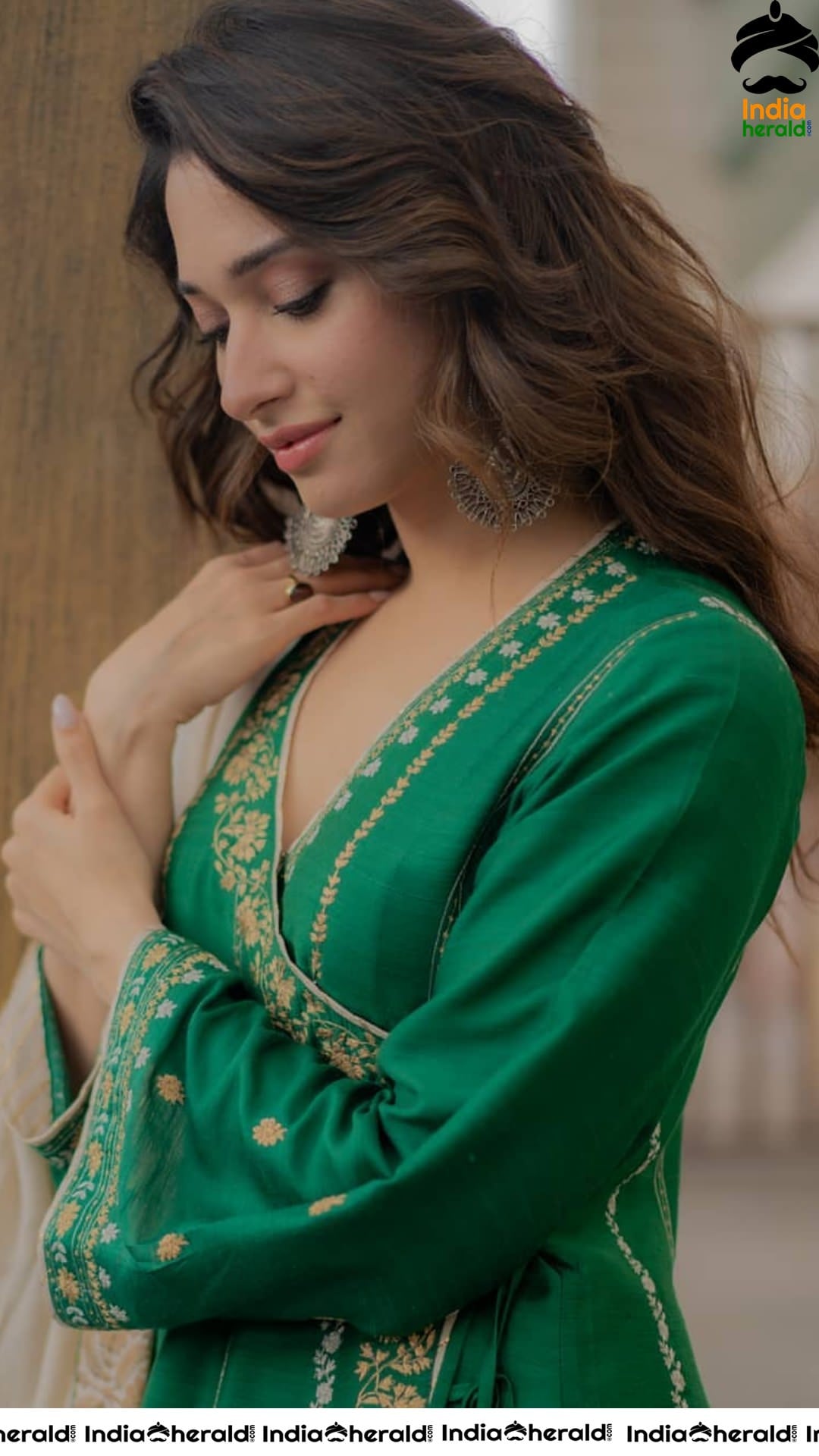 Tamannaah Looking Elegant in Dark Green Dress