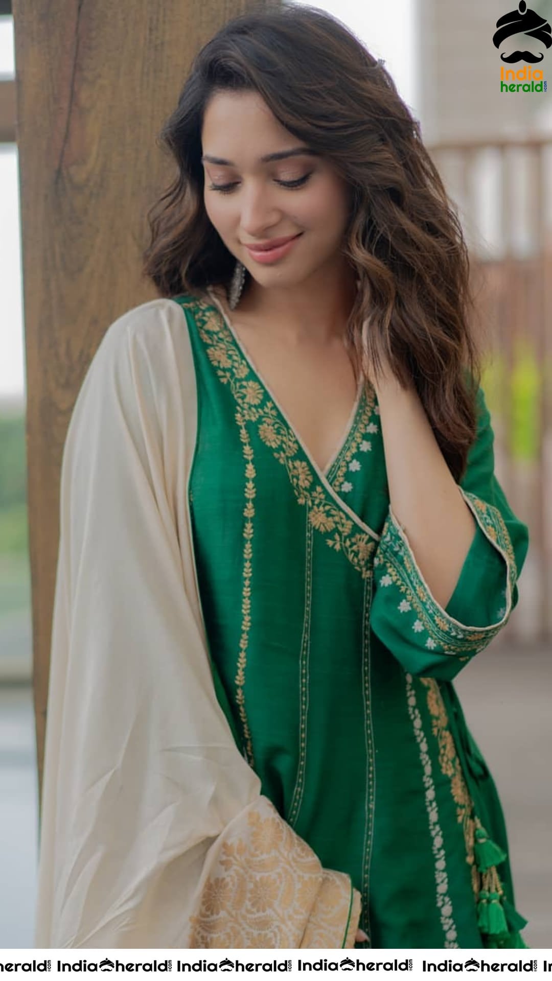 Tamannaah Looking Elegant in Dark Green Dress