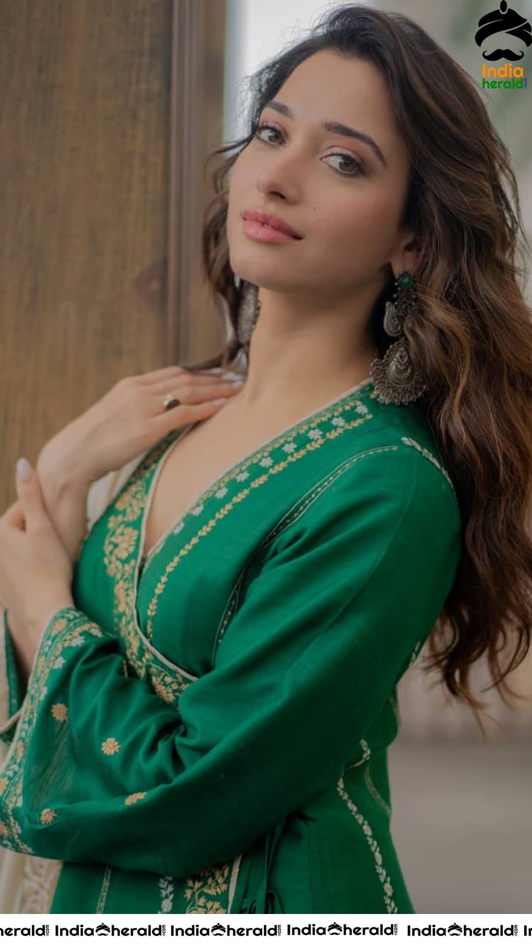 Tamannaah Looking Elegant in Dark Green Dress