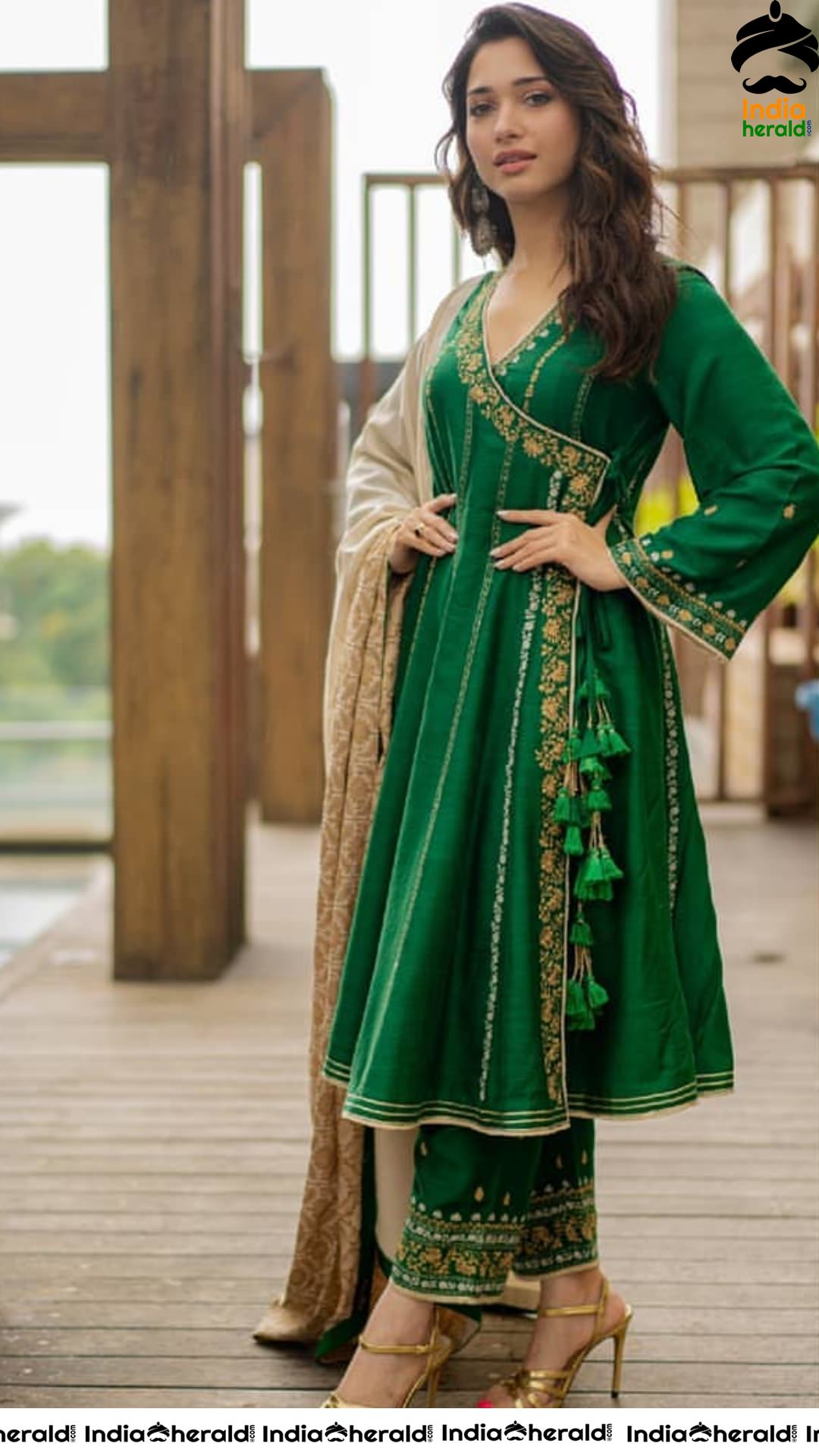 Tamannaah Looking Elegant in Dark Green Dress