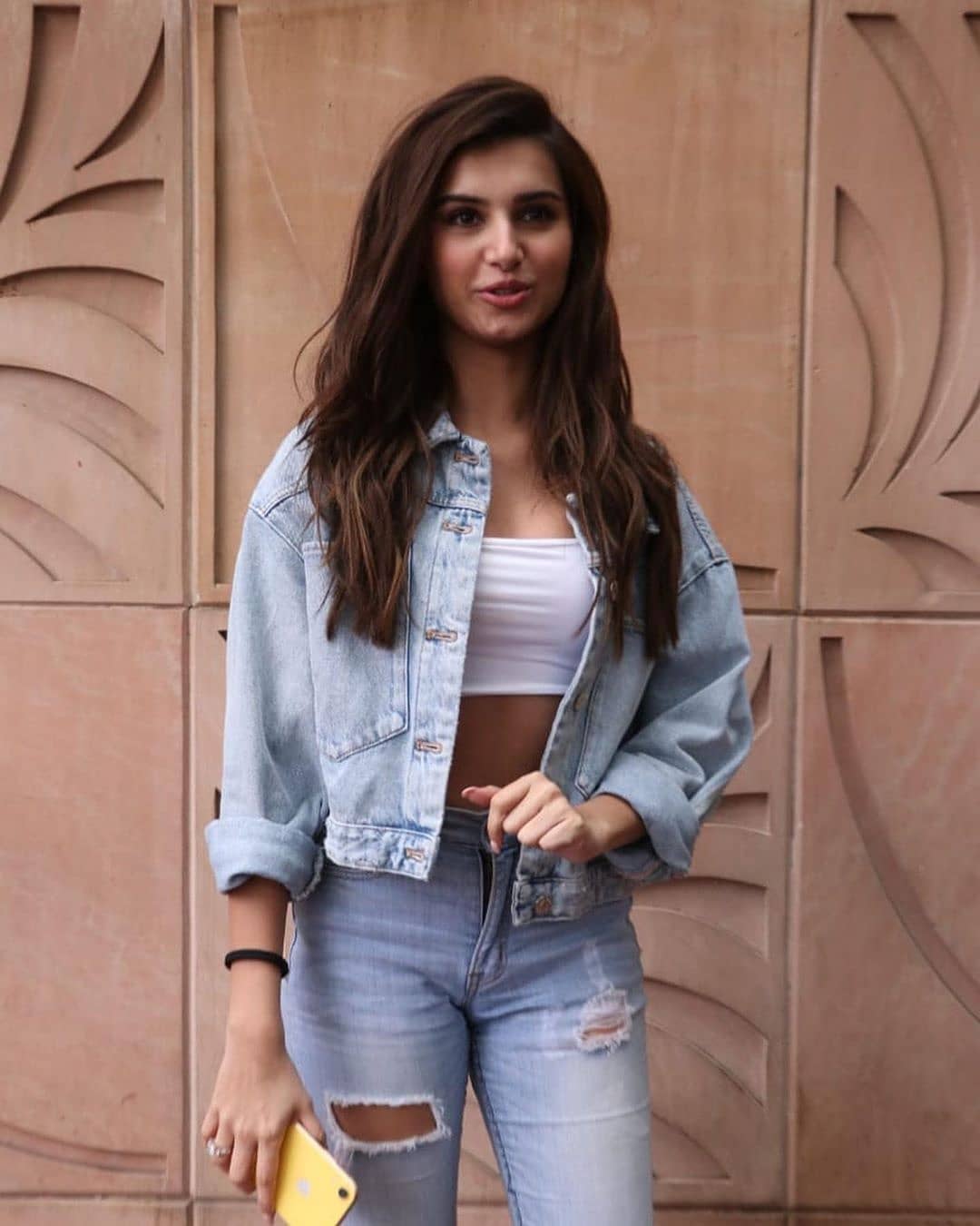 Tara Sutaria Oozing Hotness In A Torn Denim And Waist Revealing Blouse