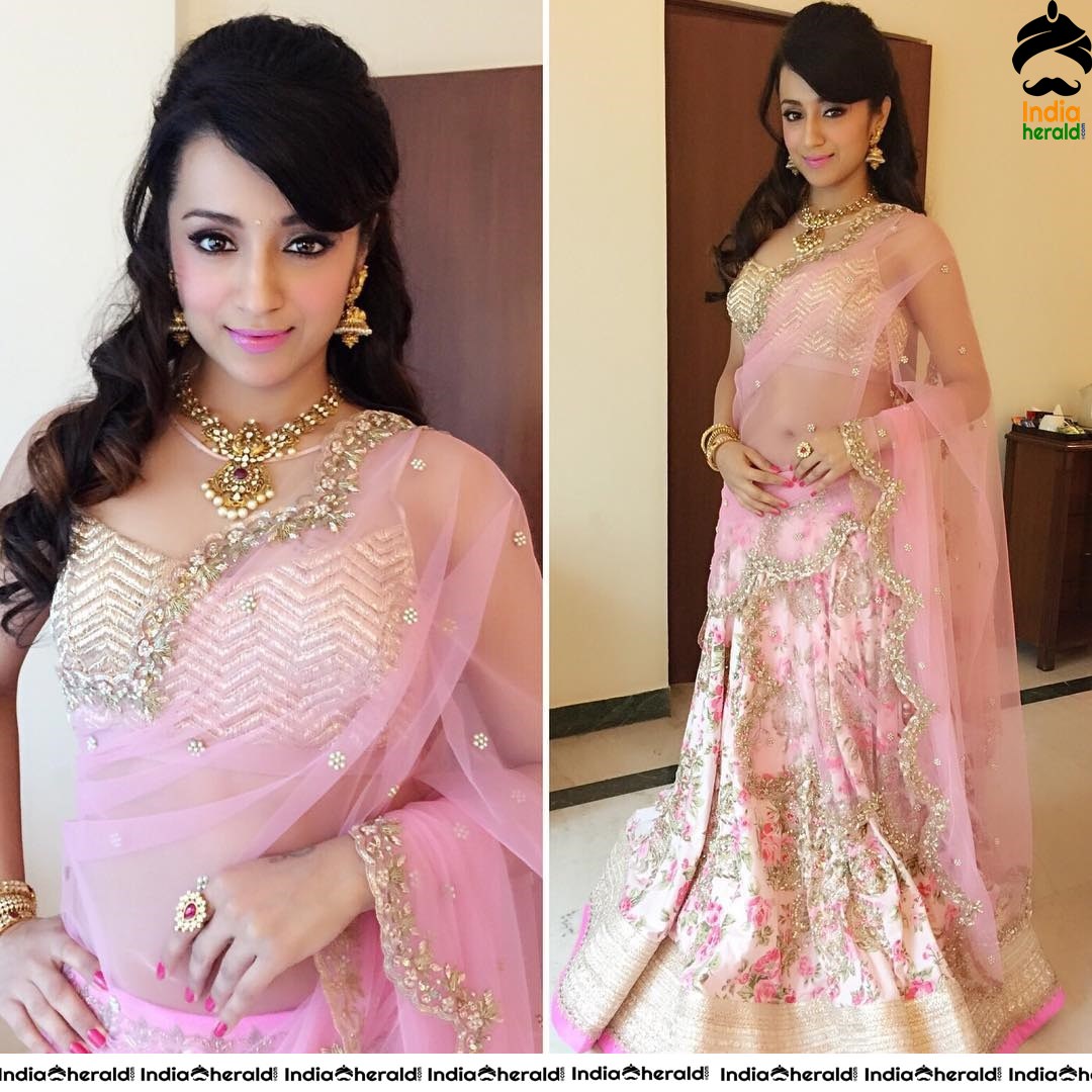 Trisha Hot Navel Show Photos in Saree