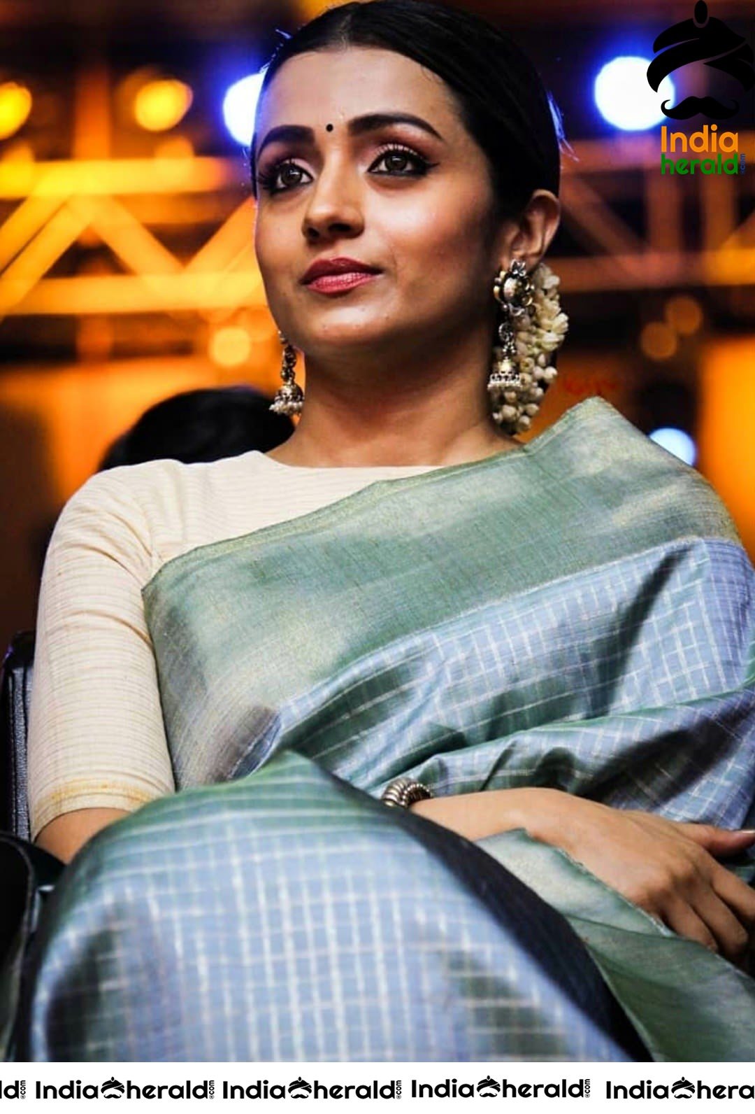 Trisha Looking So Beauteous with Bindhi and Jasmine Flowers