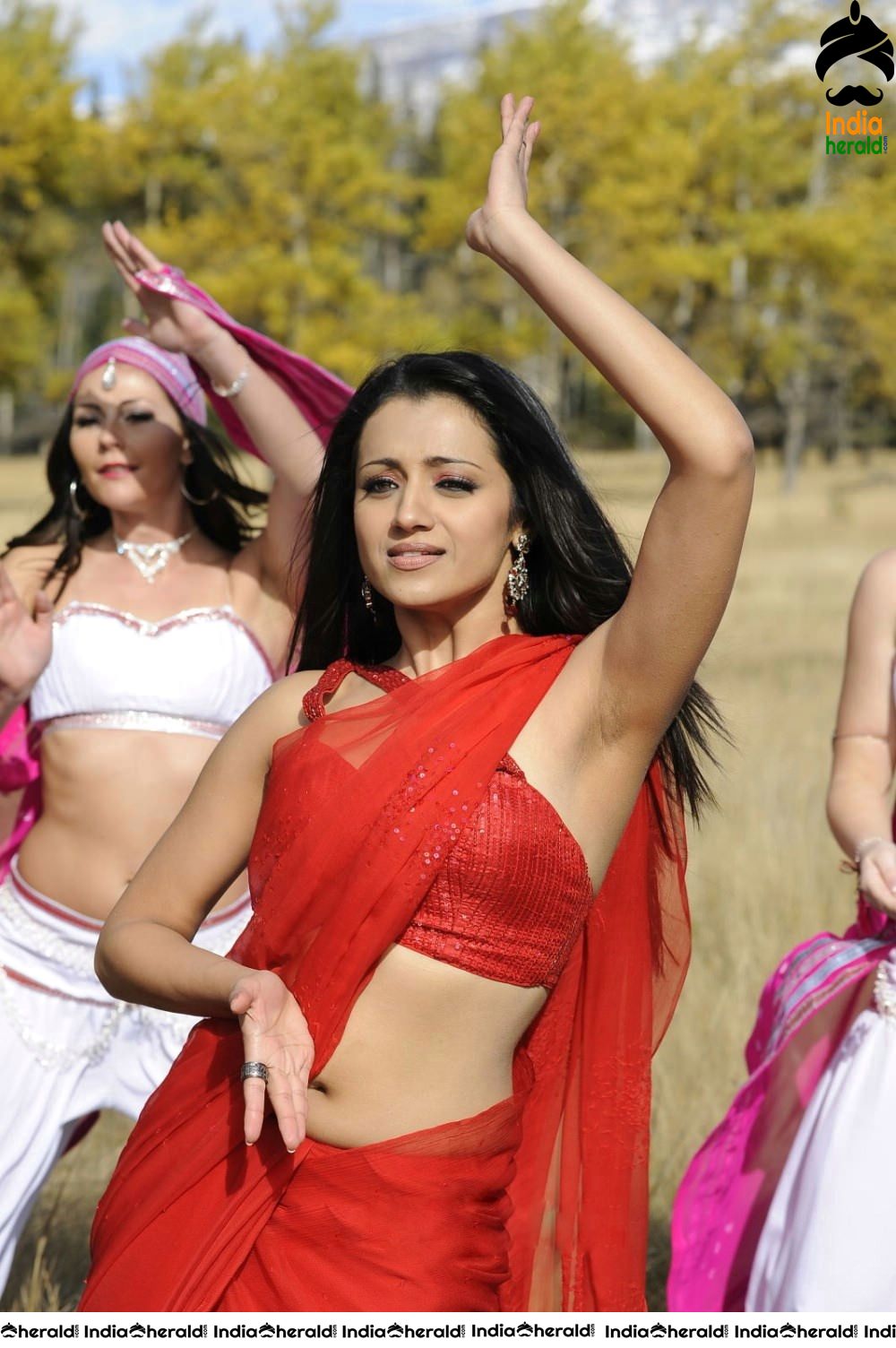 Trisha Red Hot Mood Erecting Photos where she exposes her tempting waist and navel Set 1