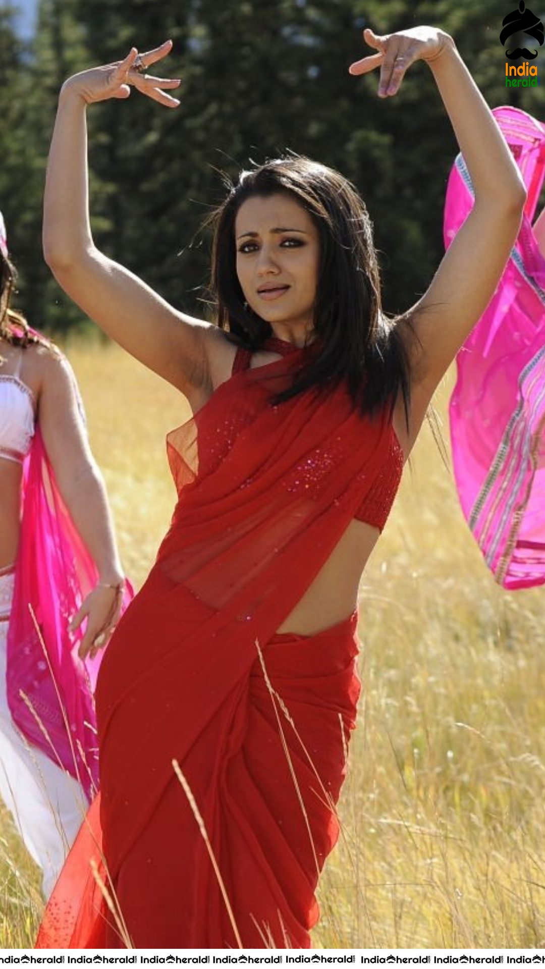 Trisha Red Hot Mood Erecting Photos where she exposes her tempting waist and navel Set 1