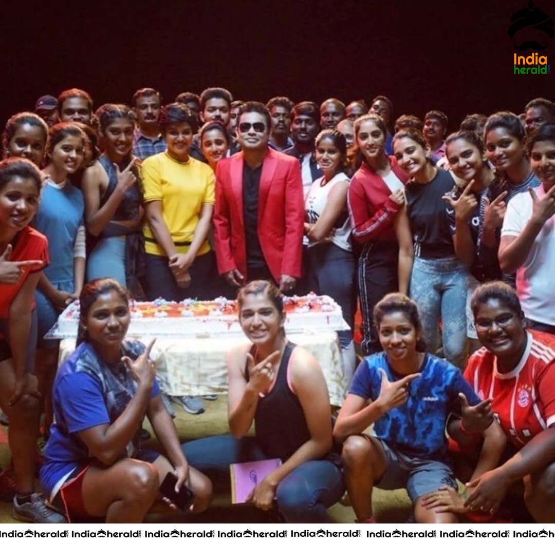 Unseen Photos of Indhuja Celebrating her Birthday at Bigil Shooting Spot with Vijay and AR Rahman