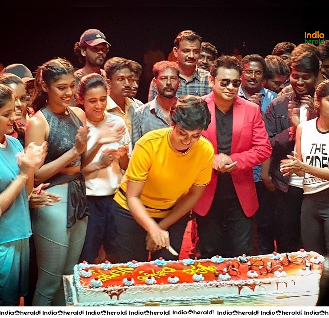 Unseen Photos of Indhuja Celebrating her Birthday at Bigil Shooting Spot with Vijay and AR Rahman