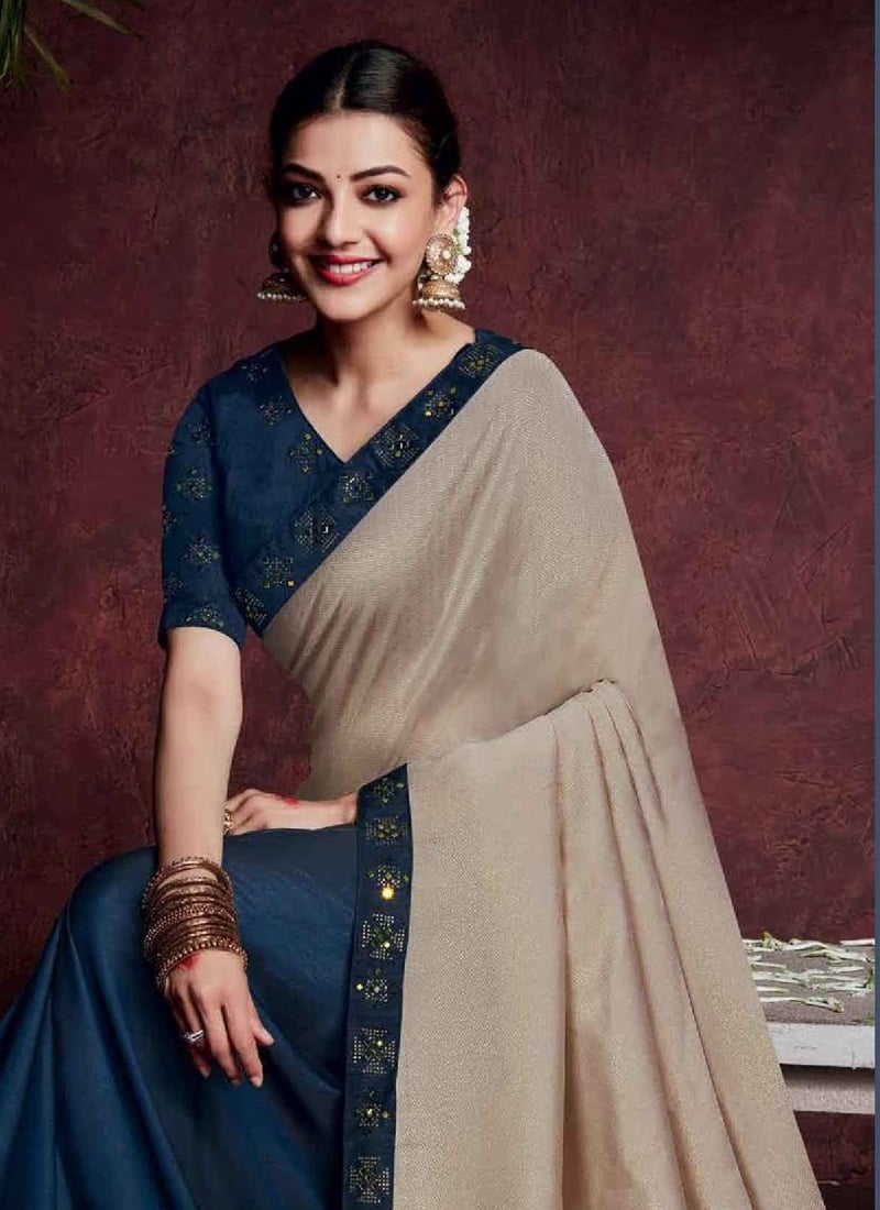 Unseen Rare Photos Of Kajal Aggarwal Posing Sexy For Saree Shopping Website