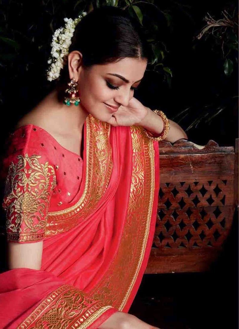 Unseen Rare Photos Of Kajal Aggarwal Posing Sexy For Saree Shopping Website