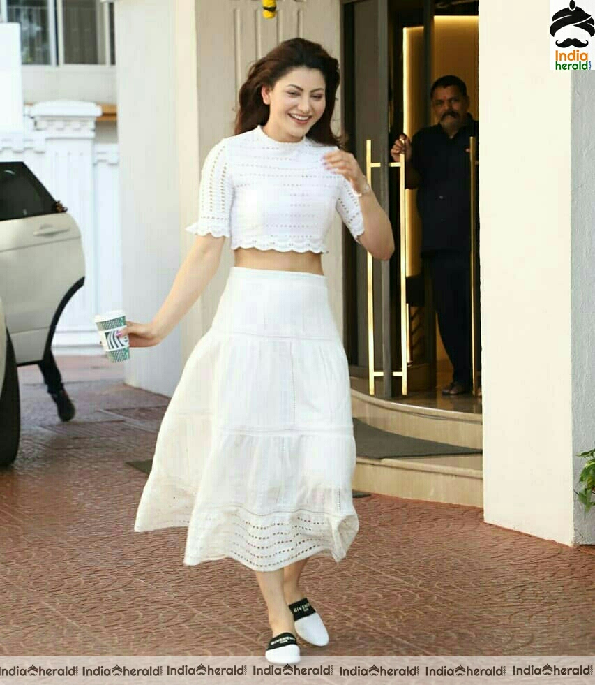 Urvashi Rautela Shows Her Sexy Milky Waist Line In White Dress