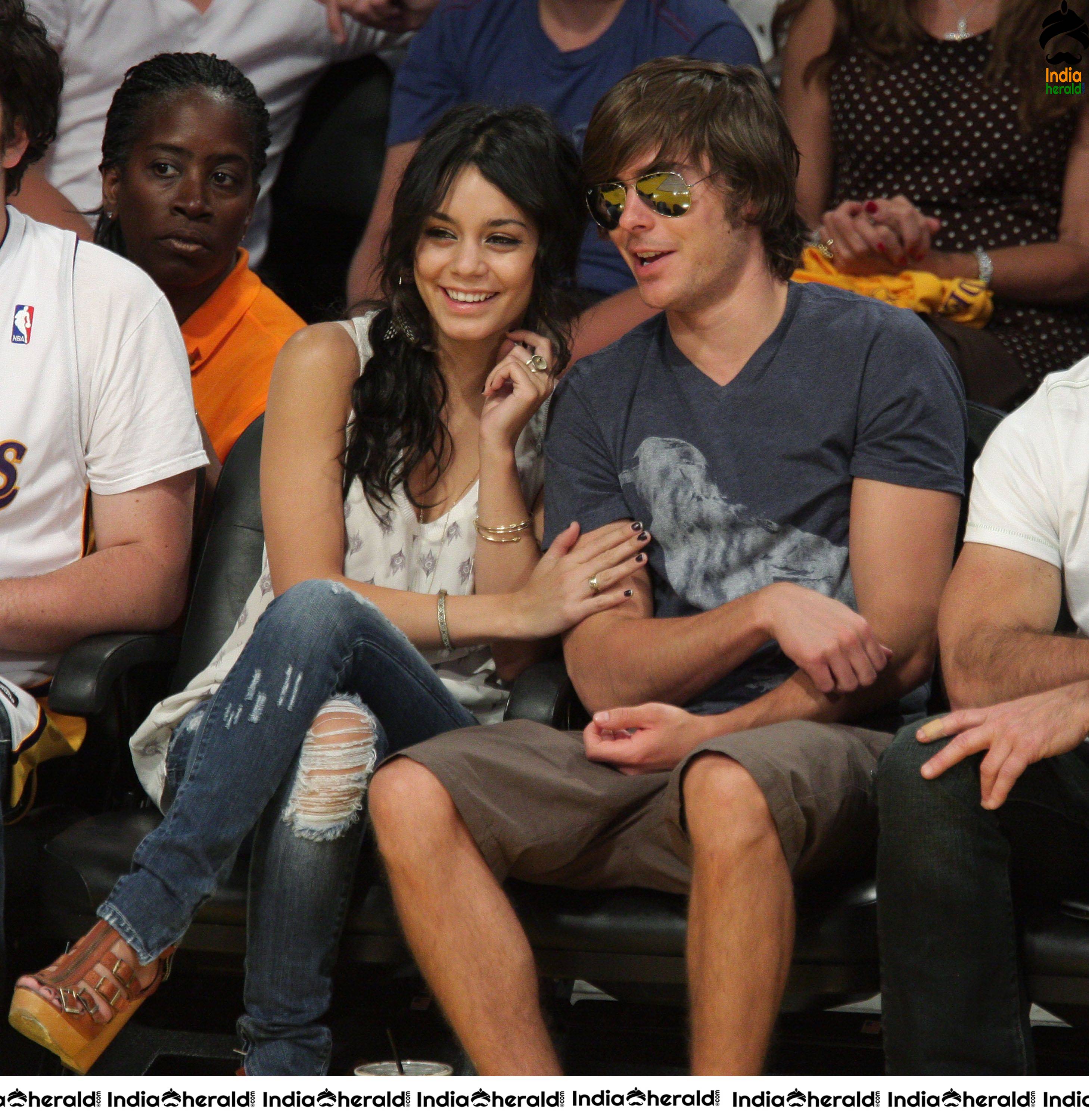 Vanessa Hudgens enjoys a NBA Game between LA Lakers and Utah with her Boyfriend
