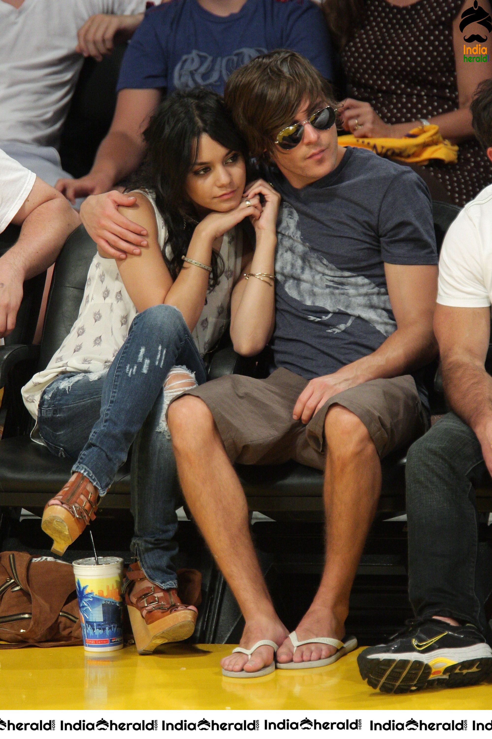 Vanessa Hudgens enjoys a NBA Game between LA Lakers and Utah with her Boyfriend