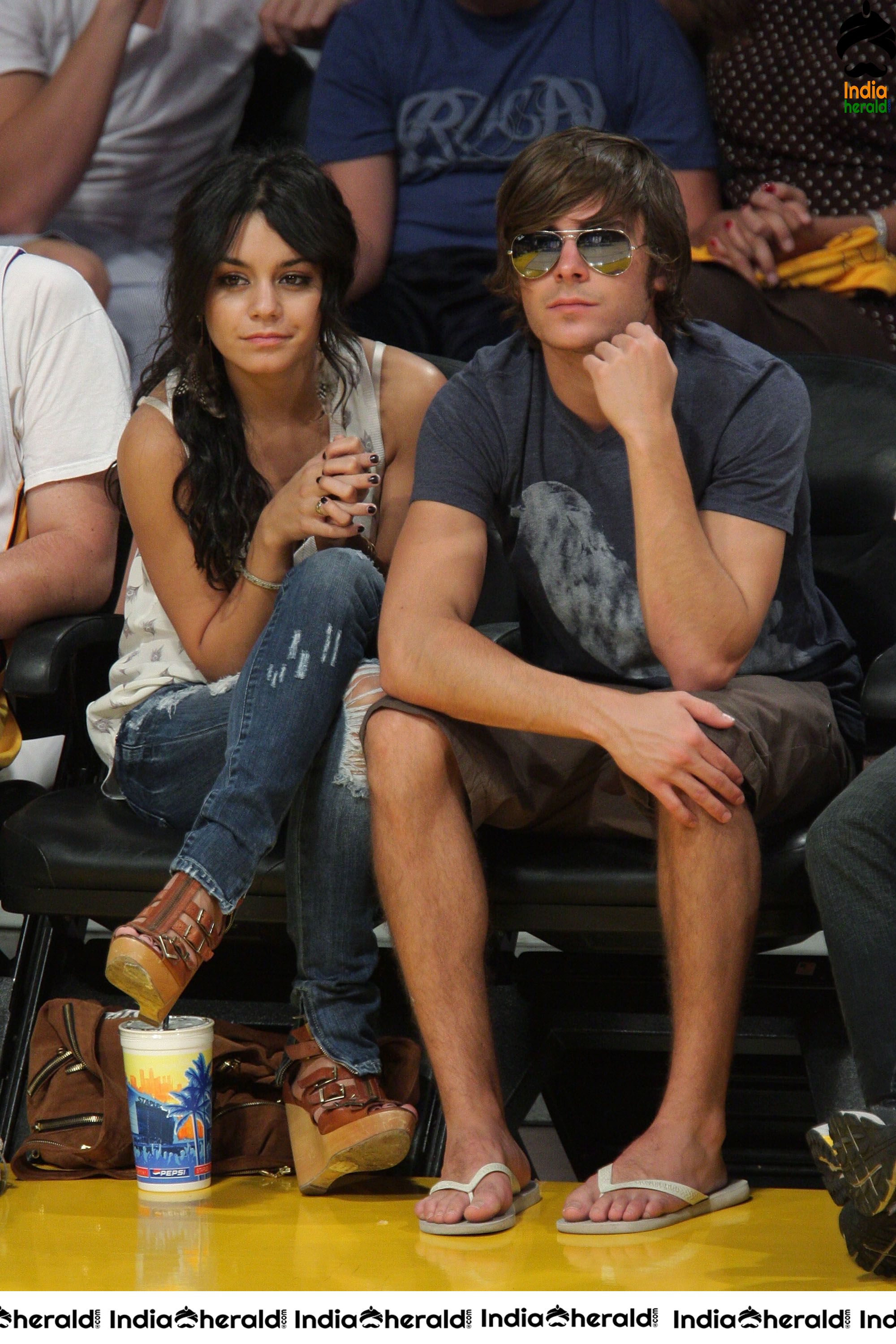 Vanessa Hudgens enjoys a NBA Game between LA Lakers and Utah with her Boyfriend