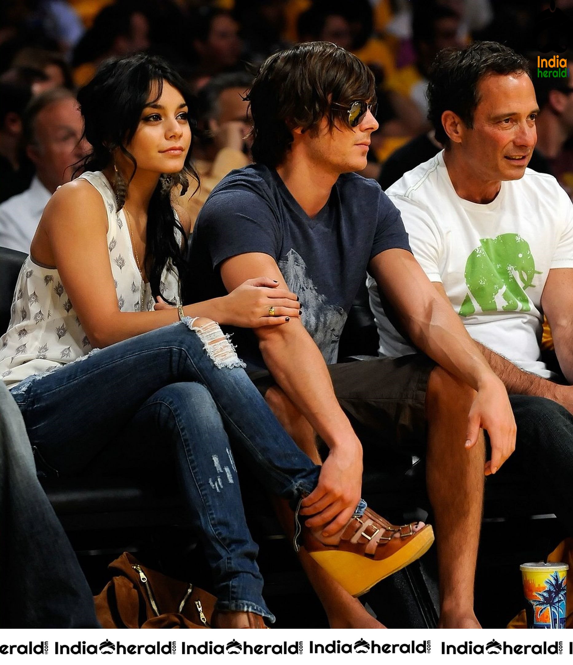 Vanessa Hudgens enjoys a NBA Game between LA Lakers and Utah with her Boyfriend