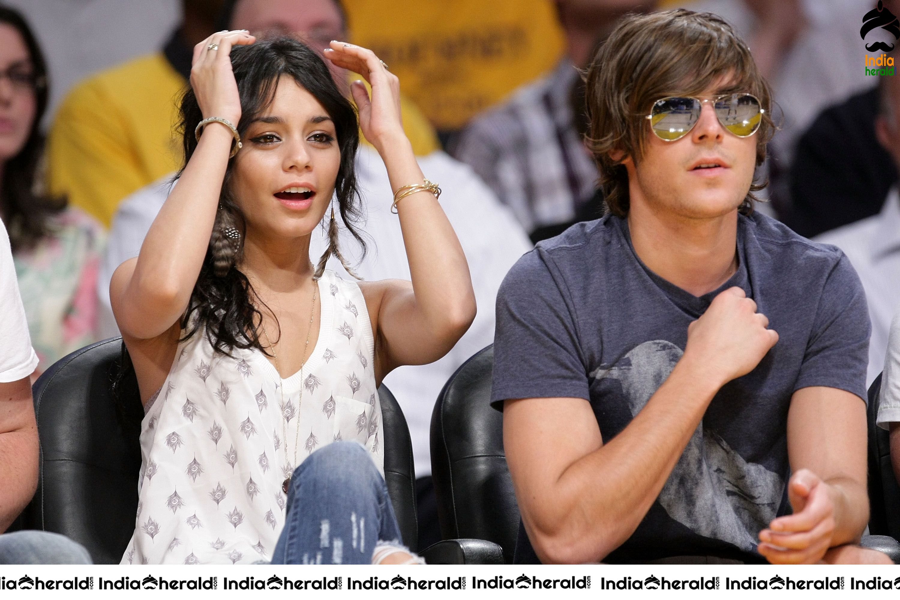 Vanessa Hudgens enjoys a NBA Game between LA Lakers and Utah with her Boyfriend