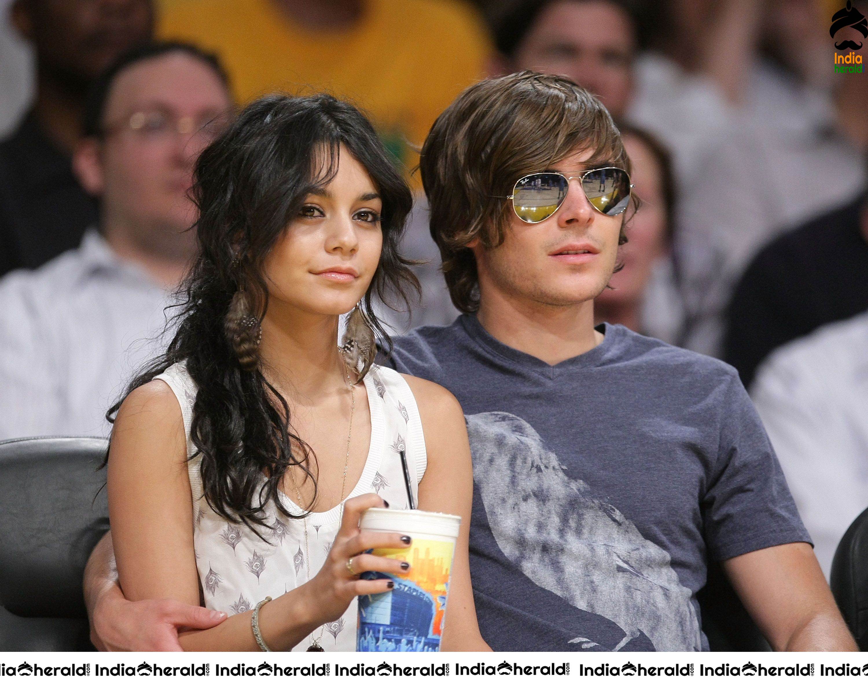 Vanessa Hudgens enjoys a NBA Game between LA Lakers and Utah with her Boyfriend