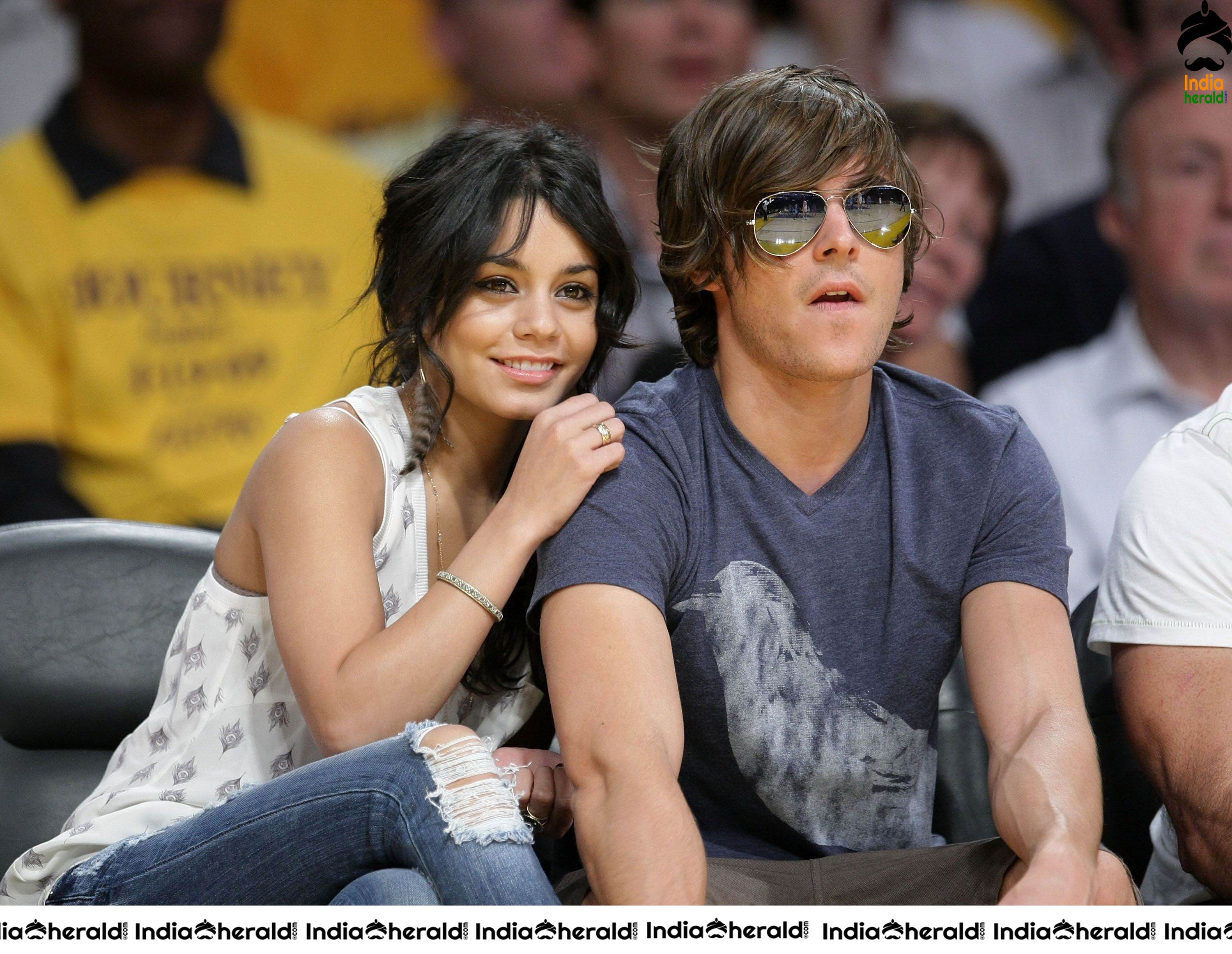 Vanessa Hudgens enjoys a NBA Game between LA Lakers and Utah with her Boyfriend