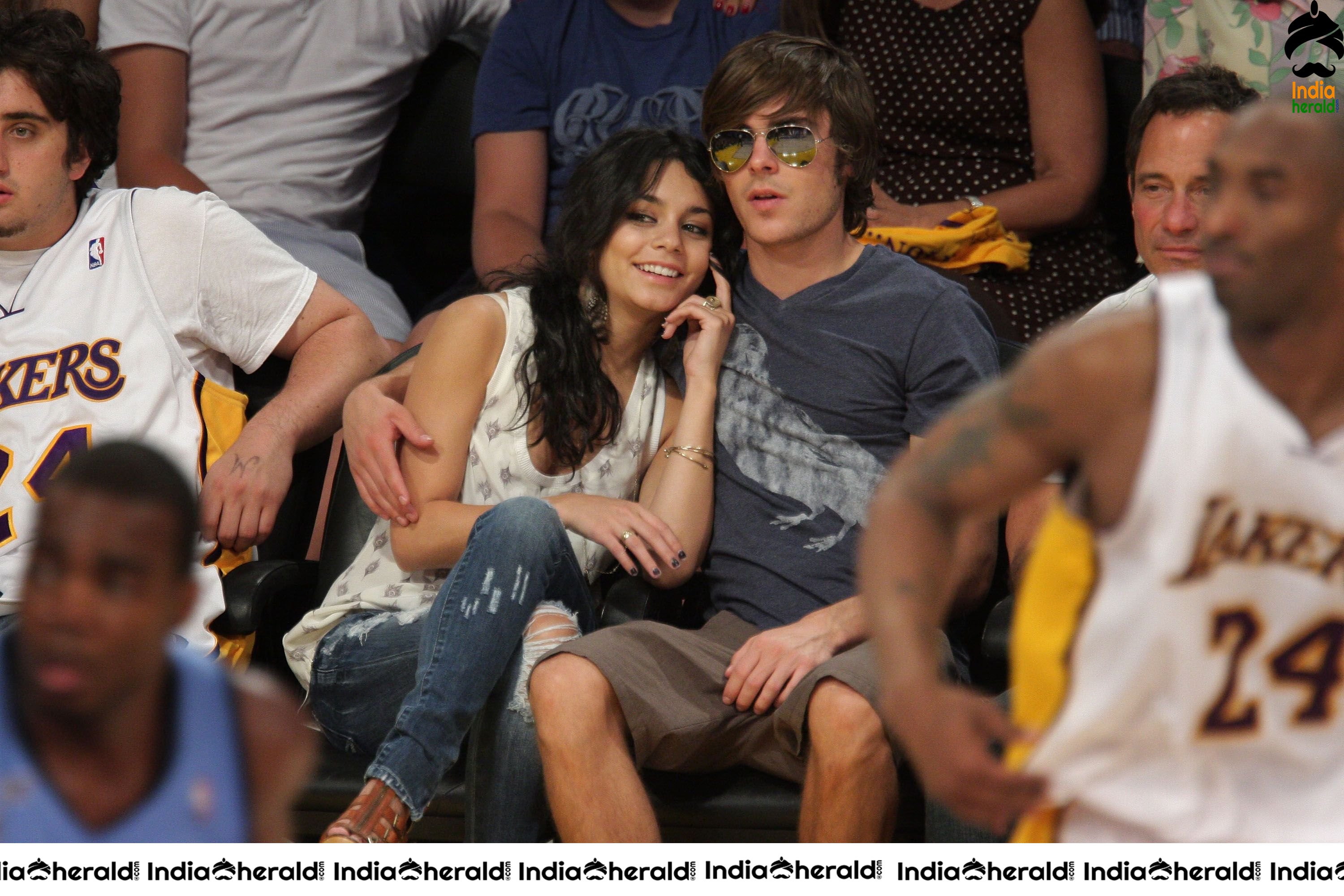 Vanessa Hudgens enjoys a NBA Game between LA Lakers and Utah with her Boyfriend