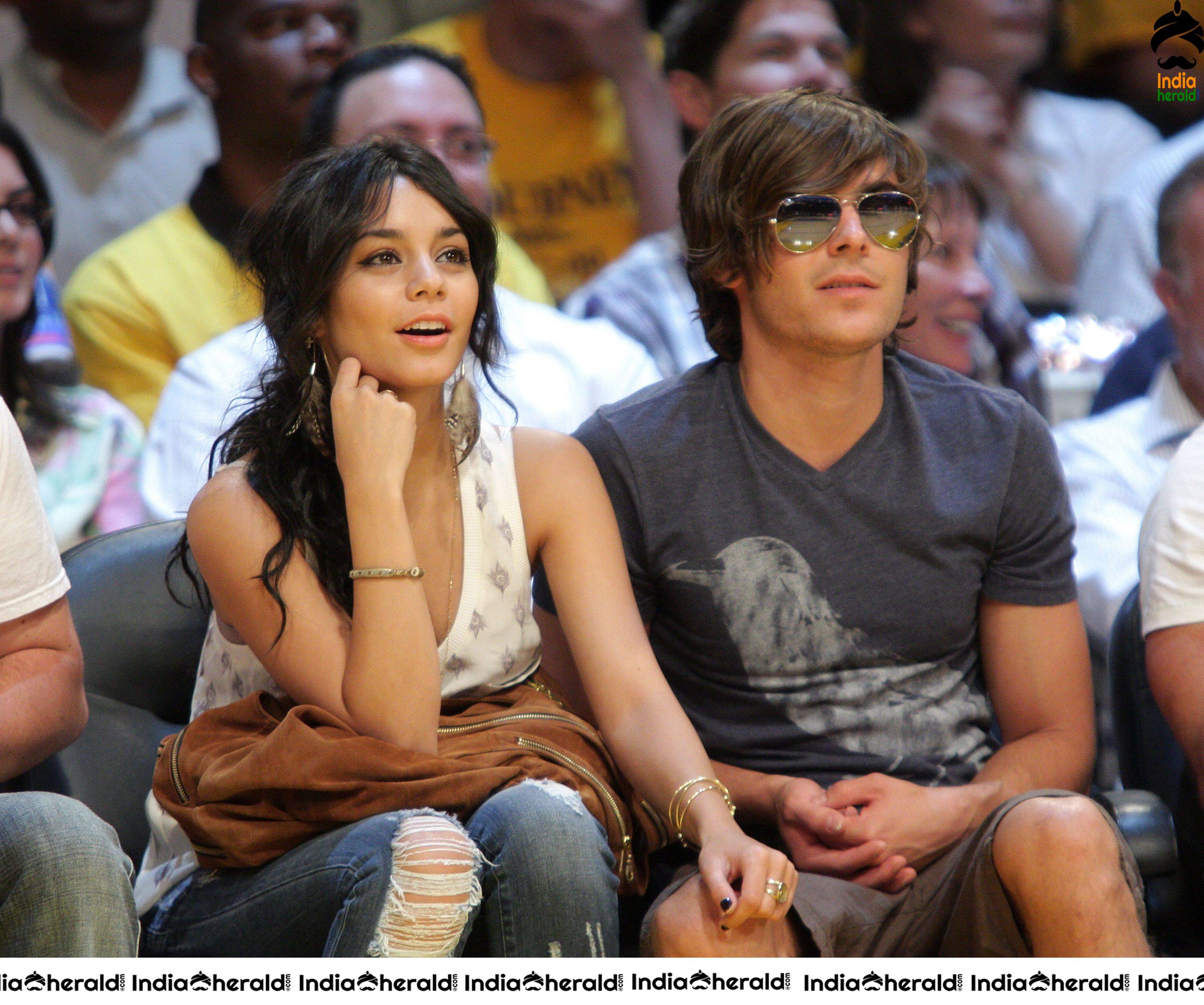 Vanessa Hudgens enjoys a NBA Game between LA Lakers and Utah with her Boyfriend