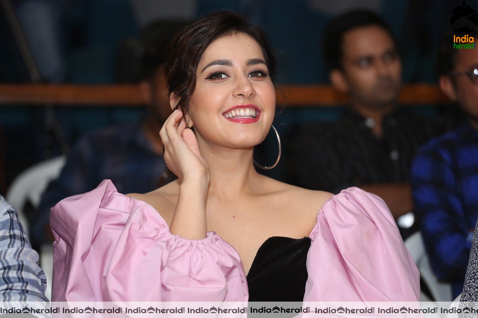 Various Expressions of Raashi Khanna during Prathi Roju Pandage Song Launch Set 1