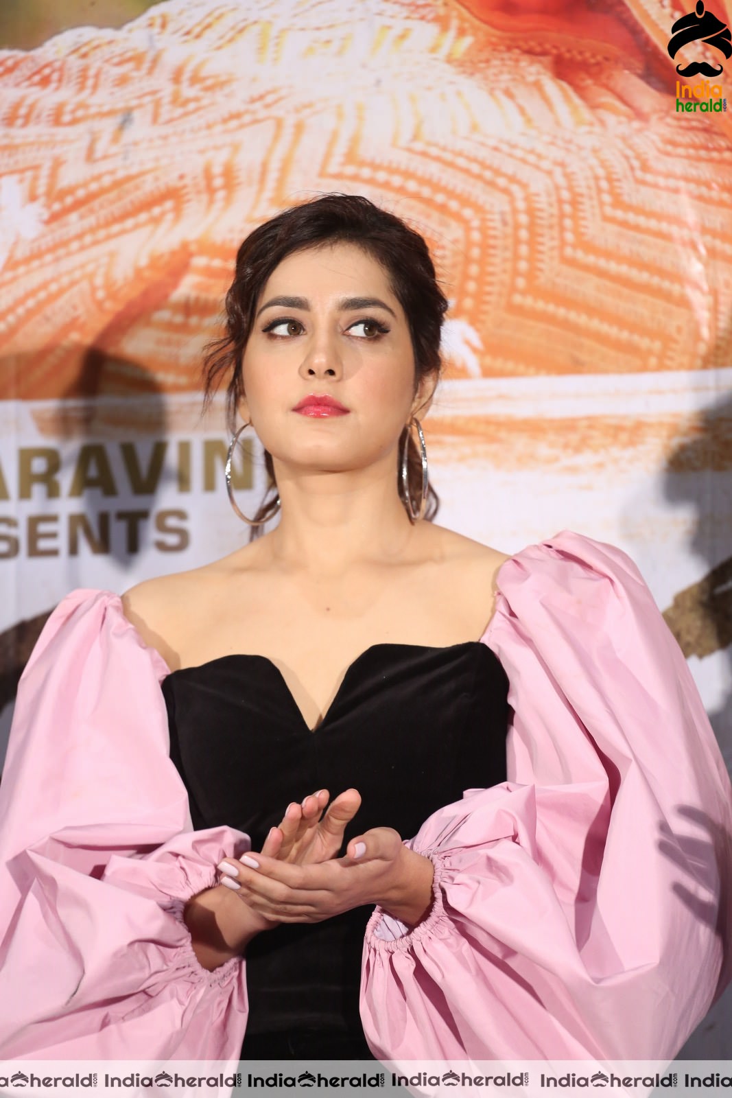 Various Expressions of Raashi Khanna during Prathi Roju Pandage Song Launch Set 2