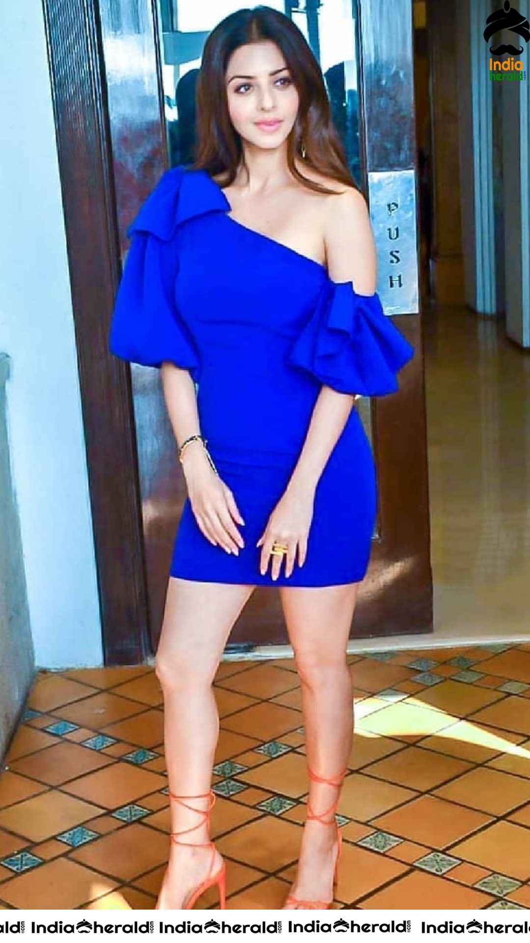 Vedhika Dazzling like a Doll in Blue Sexy Frock
