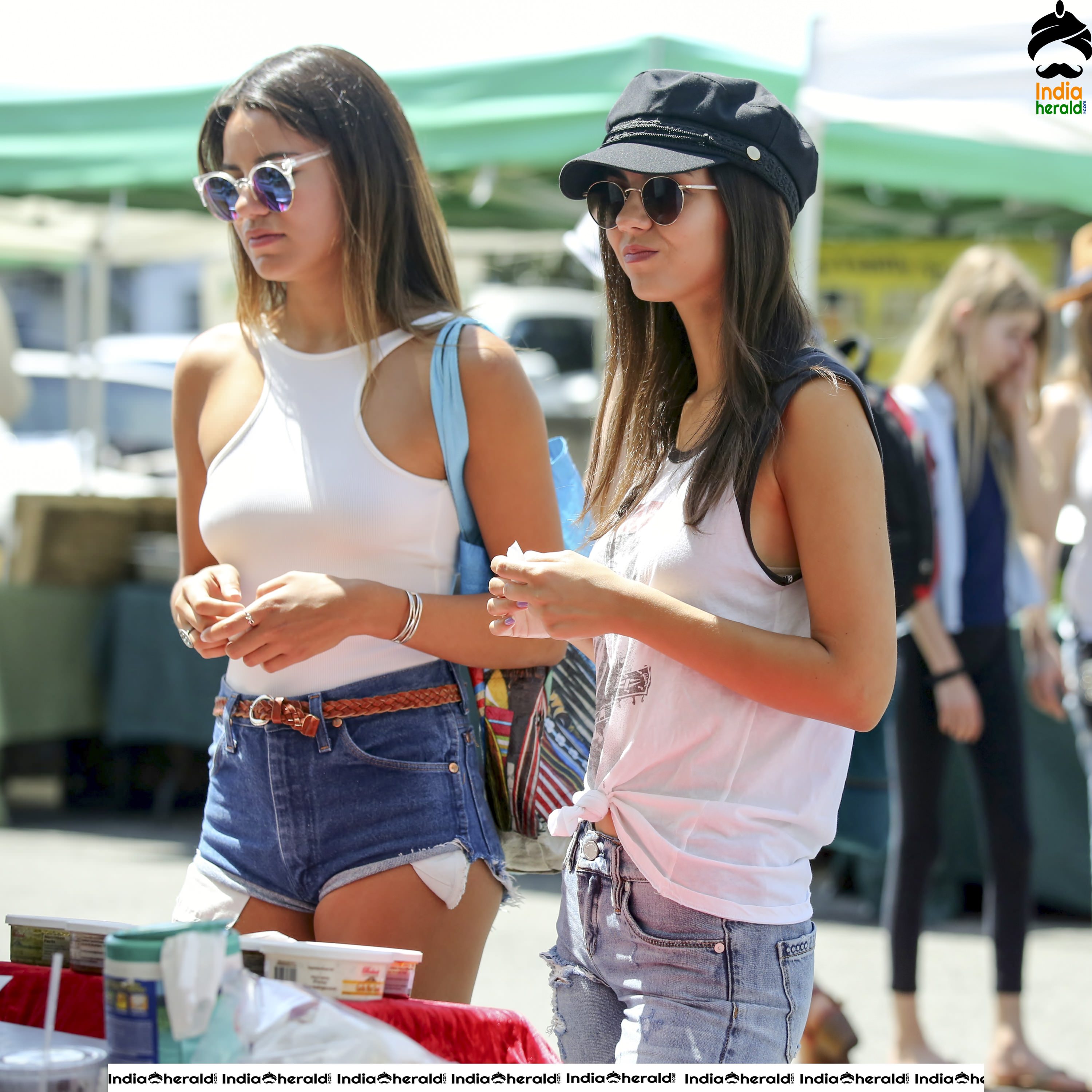 Victoria Justice at a Farmers Market with her Sister