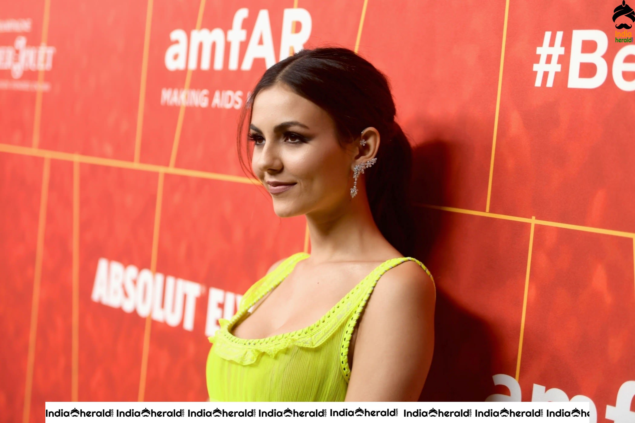 Victoria Justice Hot and Sexy in Yellow Dress at an Event Set 1