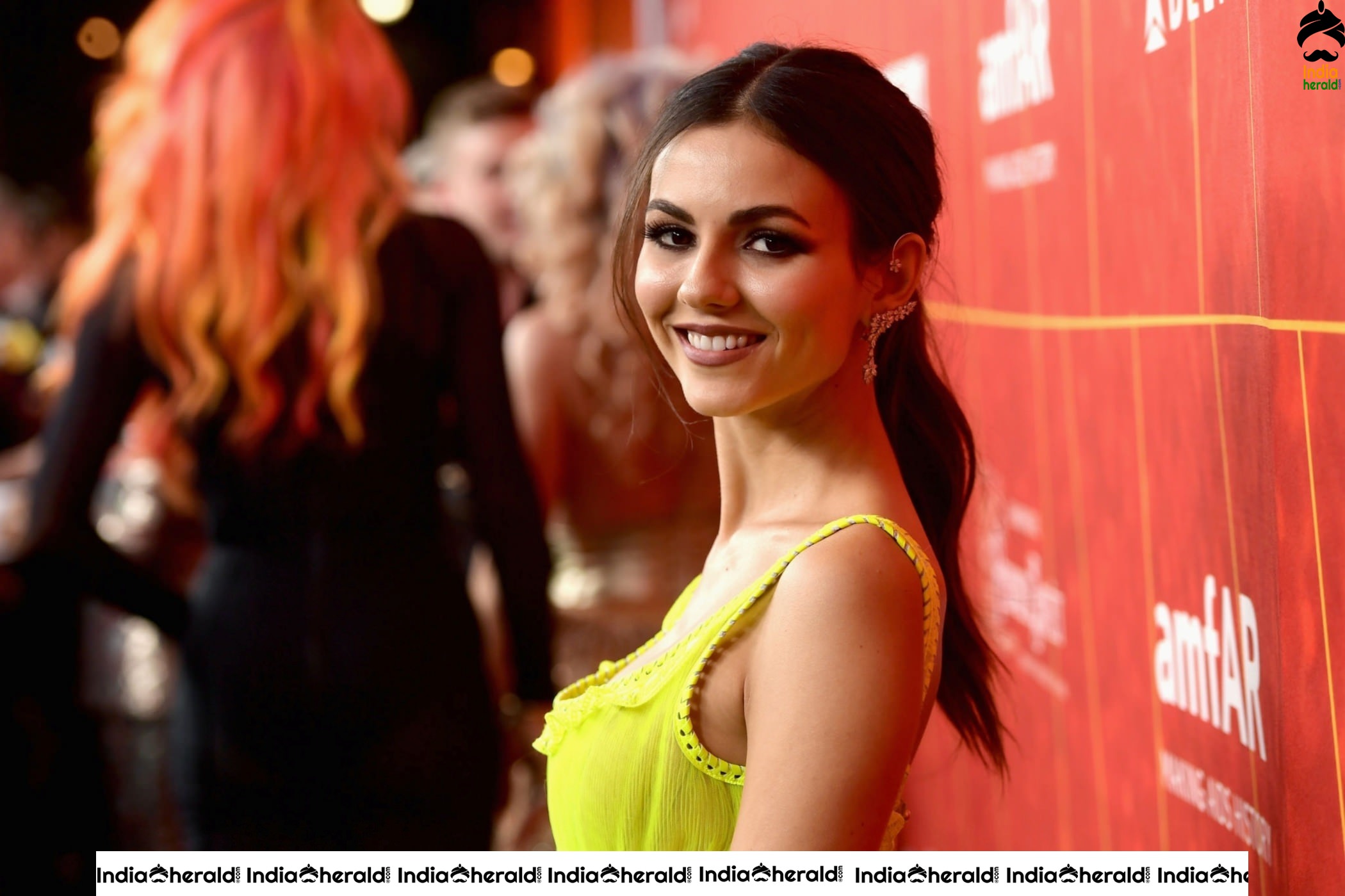 Victoria Justice Hot and Sexy in Yellow Dress at an Event Set 1