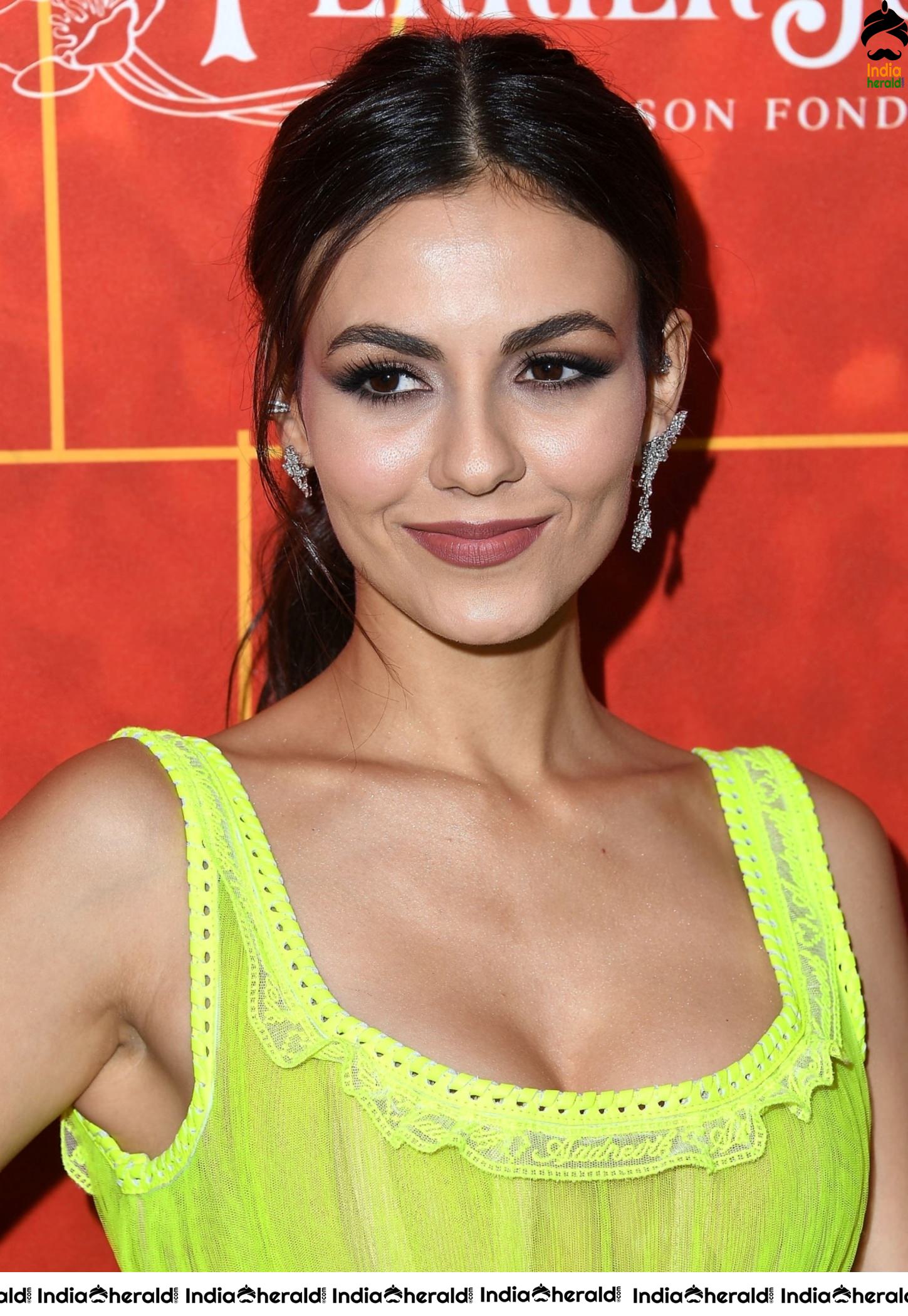 Victoria Justice Hot and Sexy in Yellow Dress at an Event Set 1