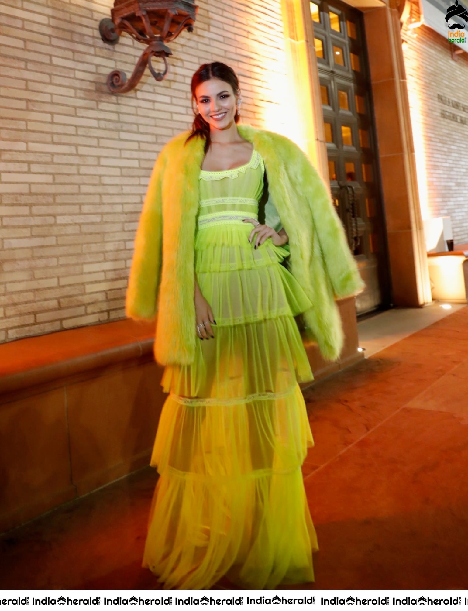 Victoria Justice Hot and Sexy in Yellow Dress at an Event Set 2