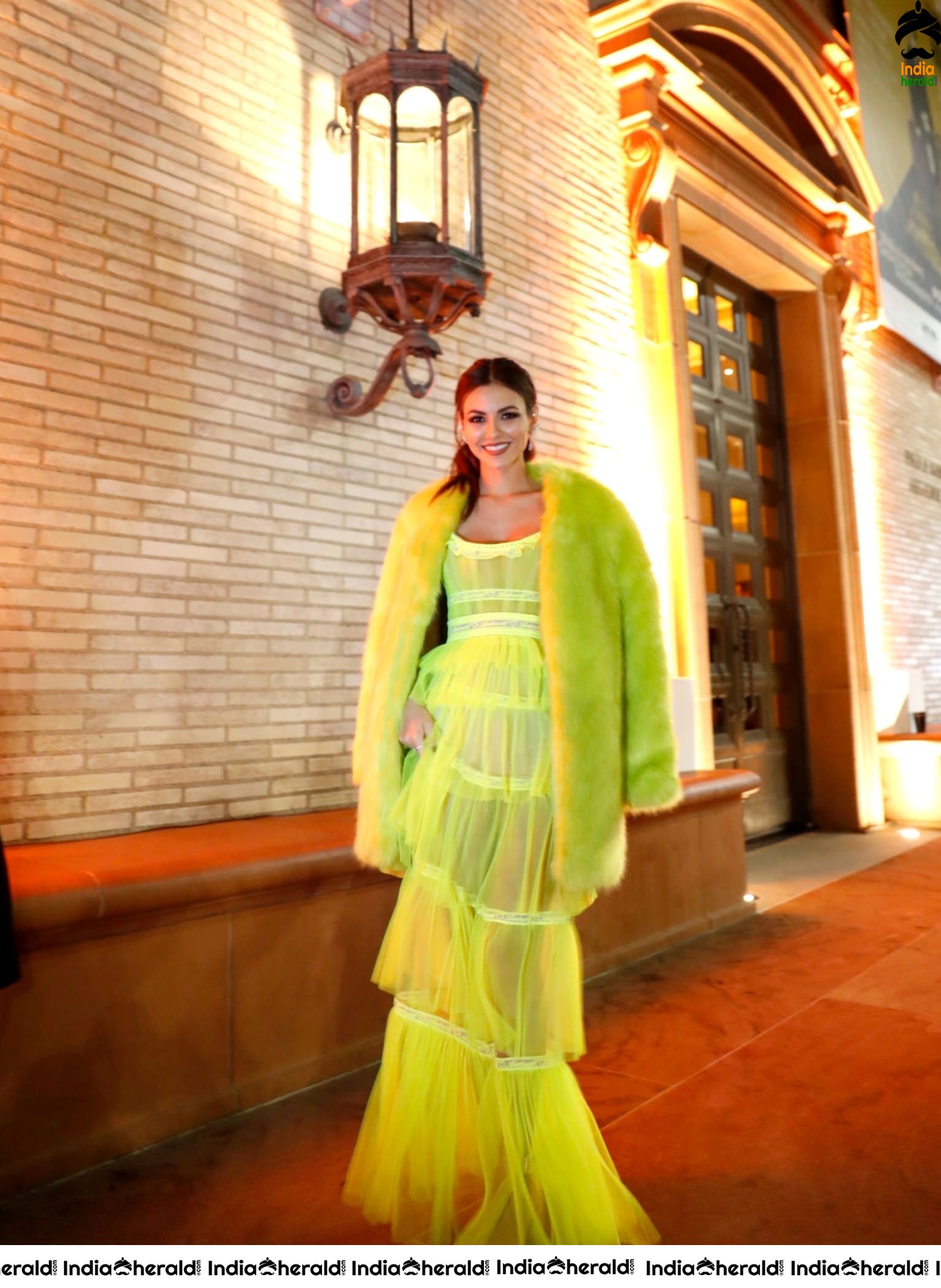 Victoria Justice Hot and Sexy in Yellow Dress at an Event Set 2