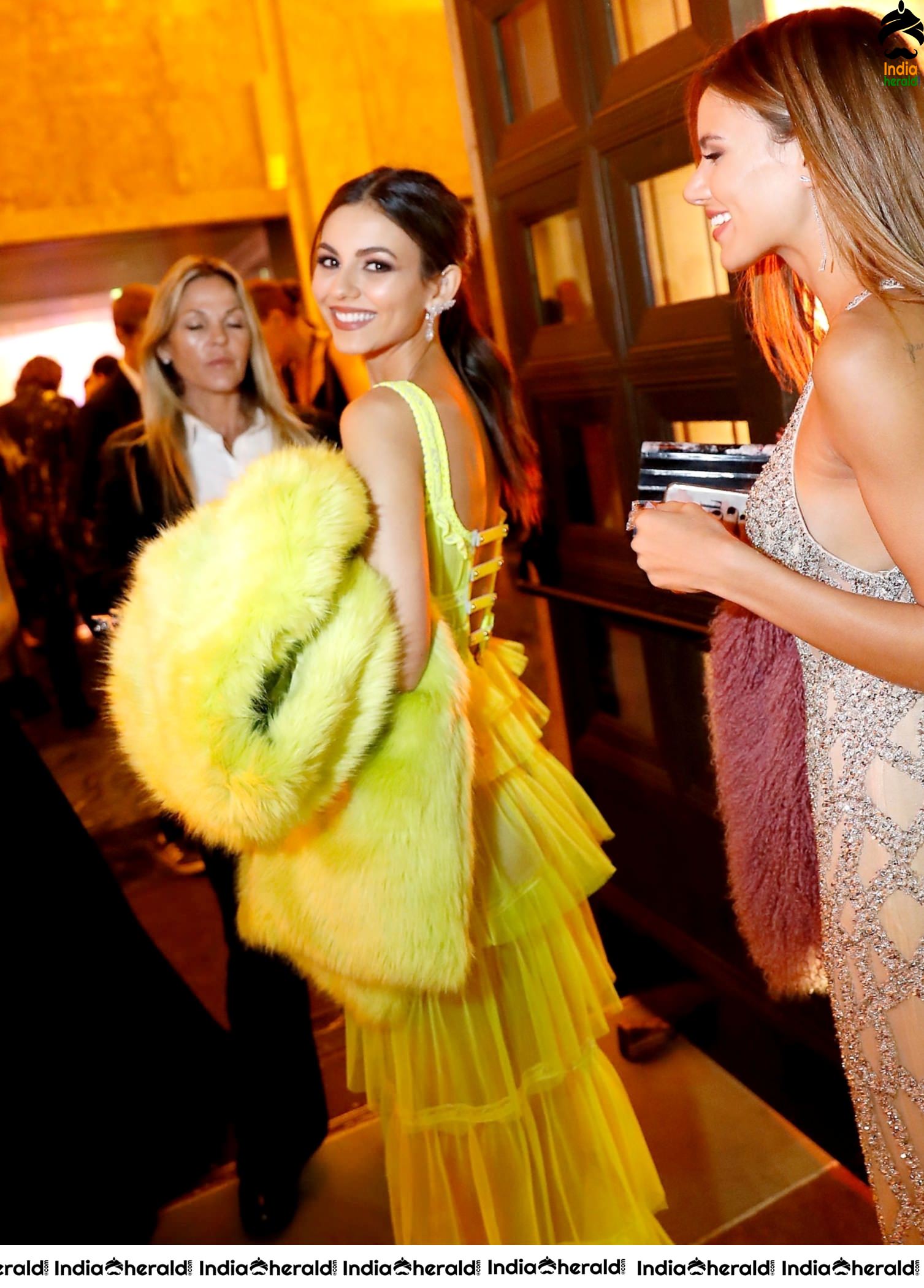 Victoria Justice Hot and Sexy in Yellow Dress at an Event Set 2