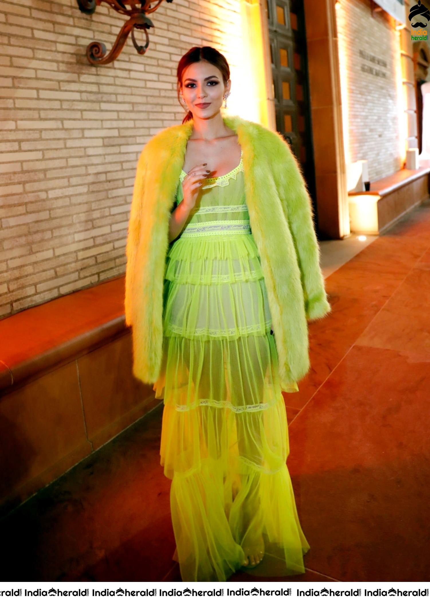 Victoria Justice Hot and Sexy in Yellow Dress at an Event Set 2
