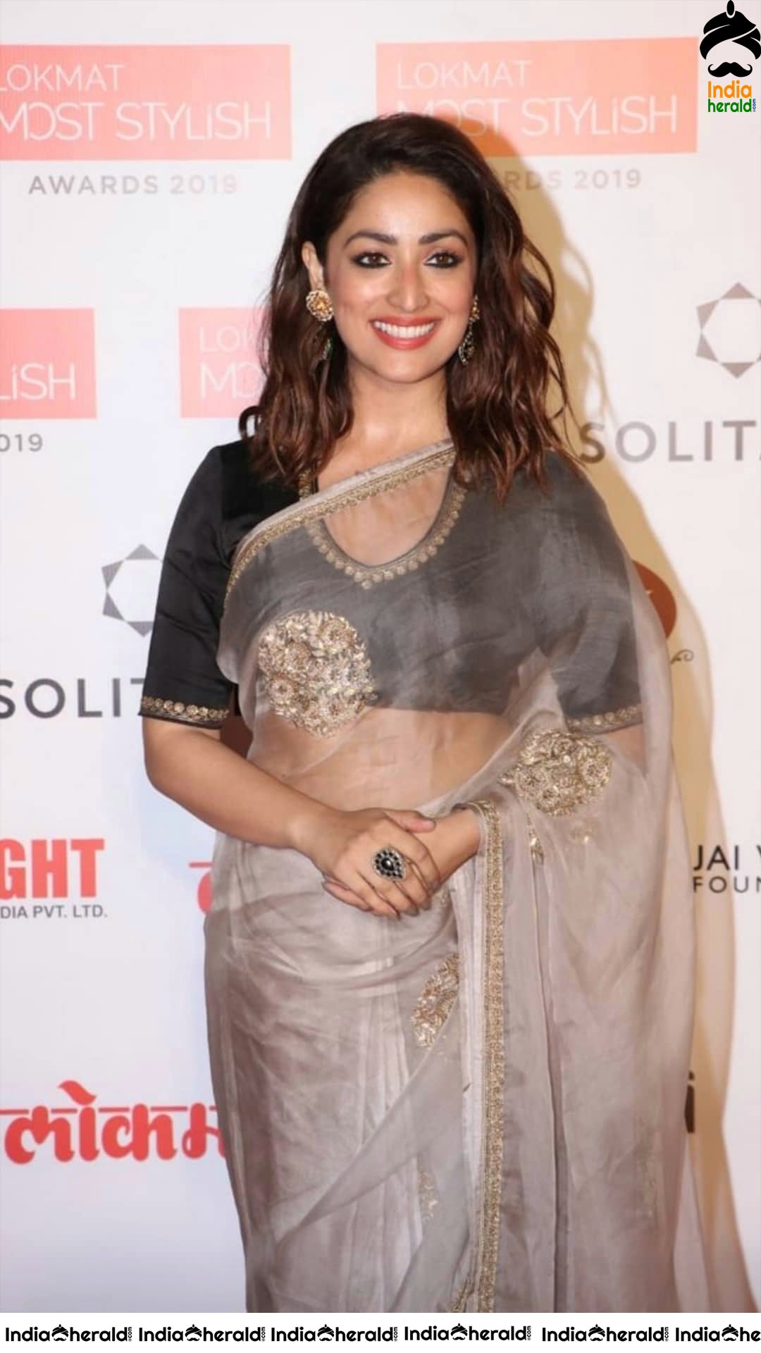 Yami Gautam Hot in Transparent Saree at Lokmat Most Stylish awards 2019 Set 2