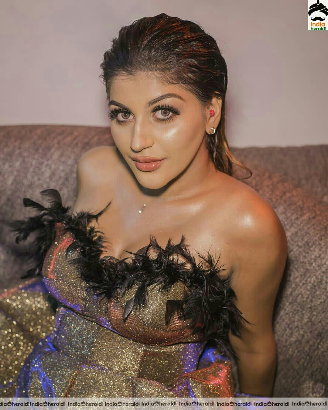 Yashika Aannand Hot golden dress Photoshoot