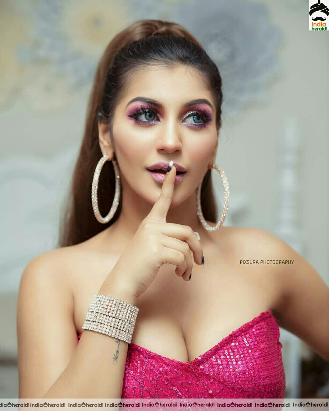 Yashika Hot Pink Dress Photoshoot