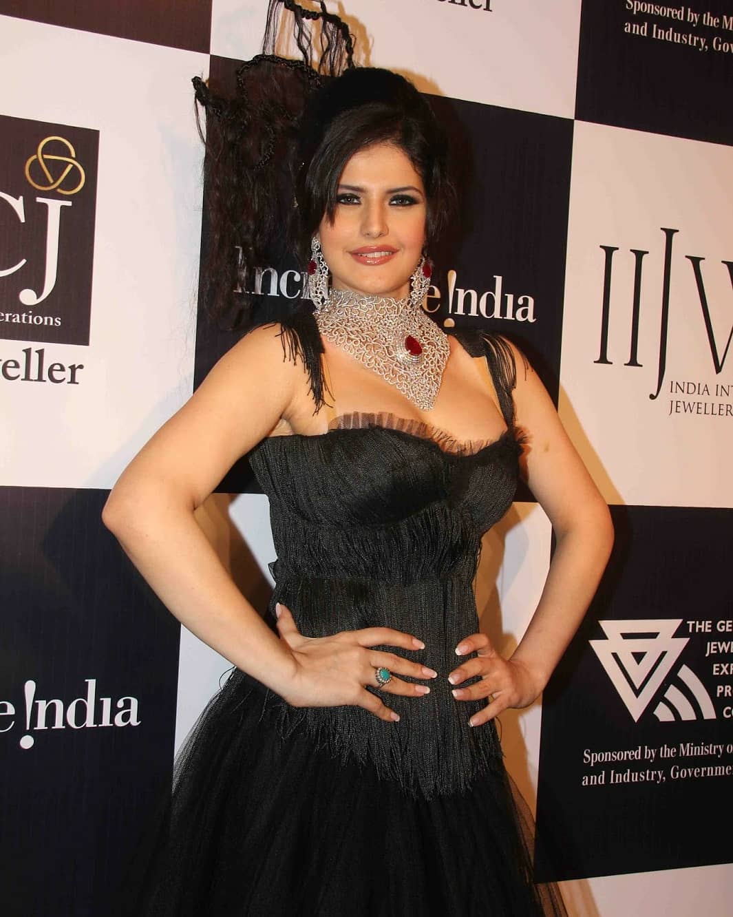 Zareen Khan Mega Cleavage Show in Black Dress